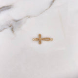 Herraje Cruz 1.2gr / 2.9cm / Circones Blancos Oro Amarillo 18K $