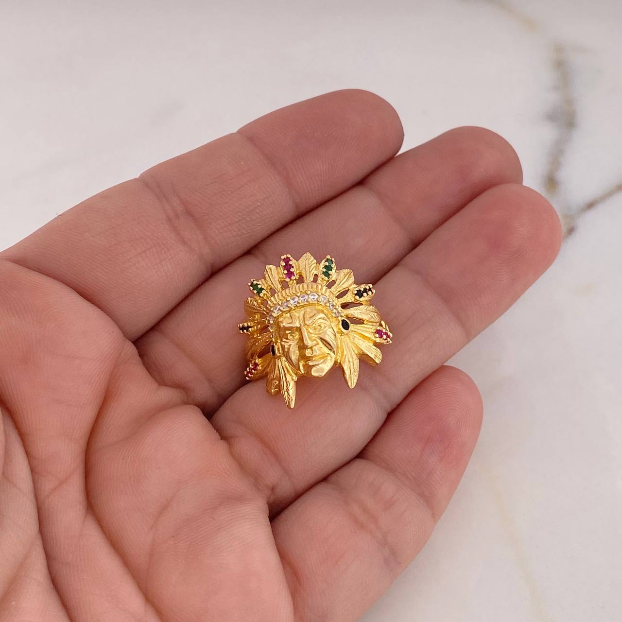 Herraje Rostro Indio 5.9gr / 2.2cm / Circones Colores Oro Amarillo 18K $