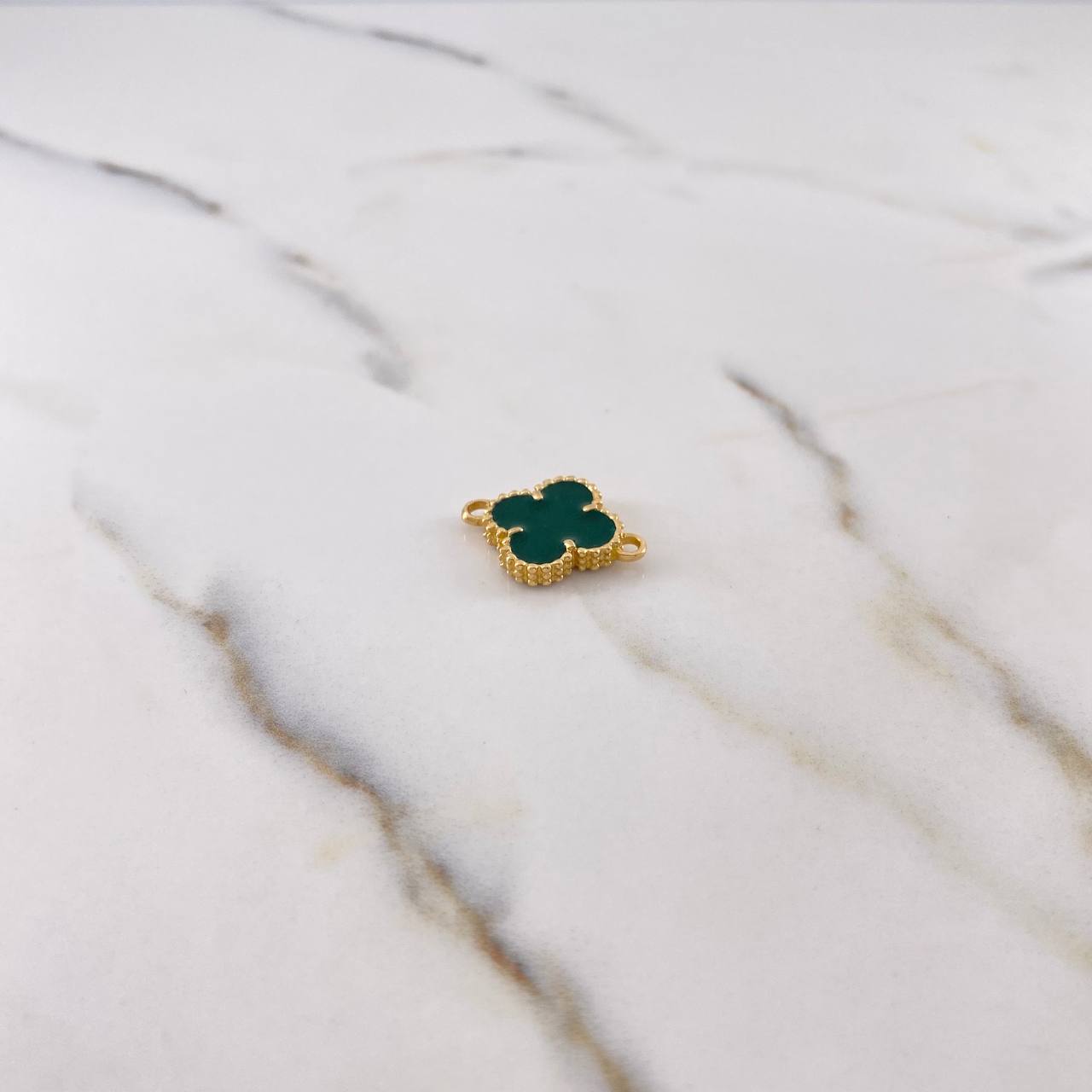 Herraje Trebol 3.4gr / 2.1cm / Verde Oro Amarillo Nac.Esp. 18K $