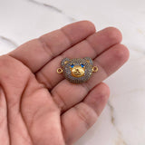 Herraje Rostro Oso 4.3gr / 2.7cm / Circones Azules Oro Amarillo 18K $