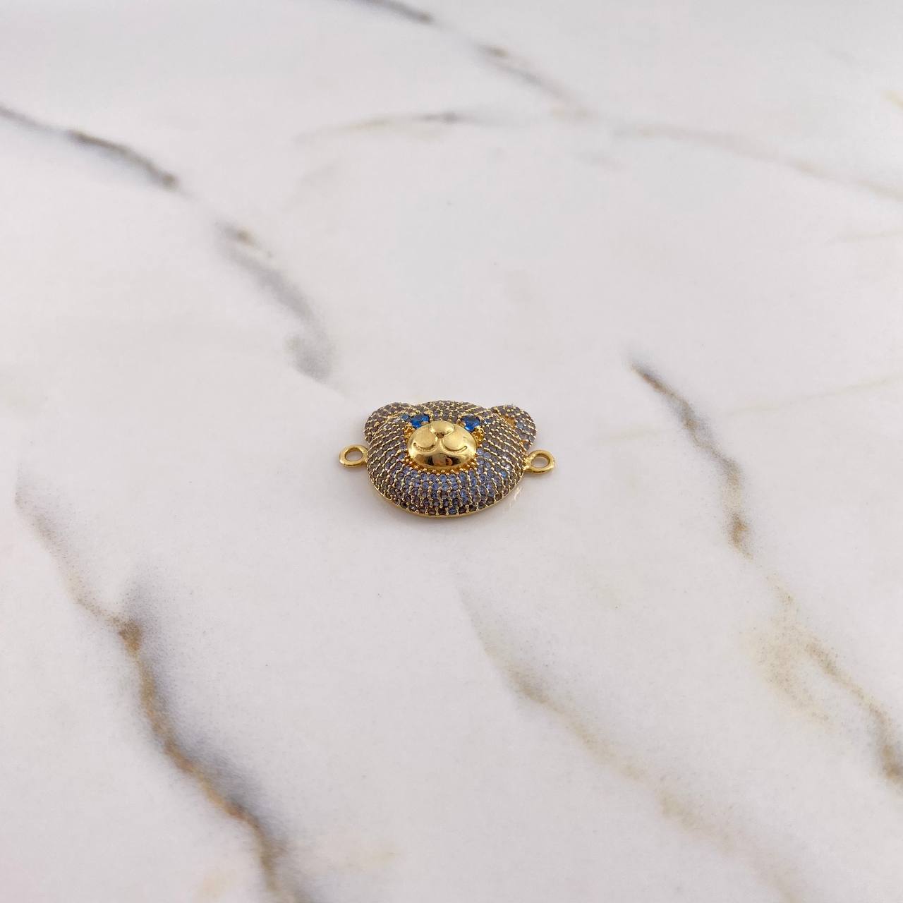 Herraje Rostro Oso 4.3gr / 2.7cm / Circones Azules Oro Amarillo 18K $