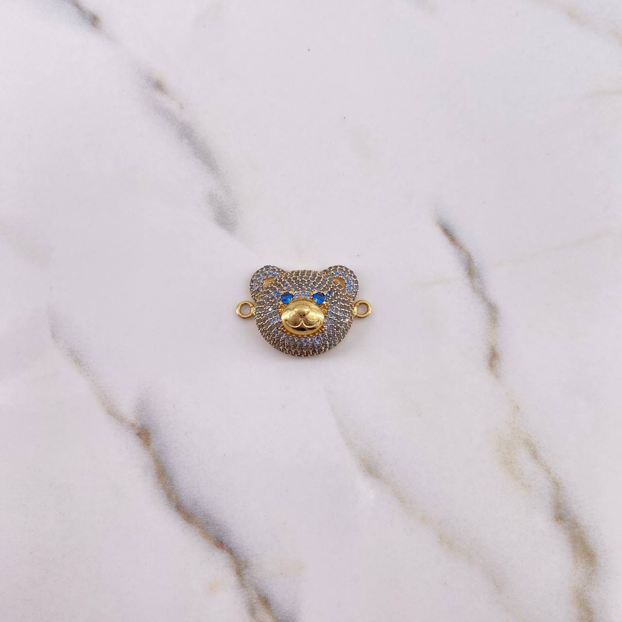 Herraje Rostro Oso 4.3gr / 2.7cm / Circones Azules Oro Amarillo 18K $