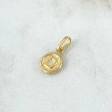 Dije Letra D 0.55gr / 1.5cm / Circulo Texturizado Rayado Oro Amarillo 18K