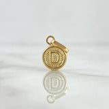 Dije Letra D 0.55gr / 1.5cm / Circulo Texturizado Rayado Oro Amarillo 18K