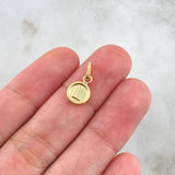 Dije Letra L 0.6gr / 1.5cm / Circulo Texturizado Rayado Oro Amarillo 18K