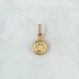 Dije Letra J 0.5gr / 1.5cm / Circulo Texturizado Rayado Oro Amarillo 18K