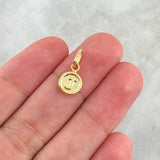 Dije Letra J 0.5gr / 1.5cm / Circulo Texturizado Rayado Oro Amarillo 18K