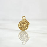 Dije Letra J 0.5gr / 1.5cm / Circulo Texturizado Rayado Oro Amarillo 18K
