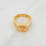Anillo Sello Corona 7.85g / T10 Tres Oros 18K