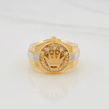 Anillo Corona Correa 7.25g / T8 3/4 Dos Oros Amarillo Blanco 18K