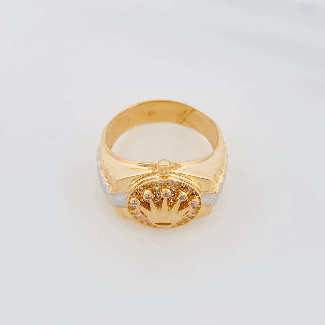 Anillo Corona Correa 7.25g / T8 3/4 Dos Oros Amarillo Blanco 18K