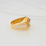 Anillo Corona Correa 7.25g / T8 3/4 Dos Oros Amarillo Blanco 18K