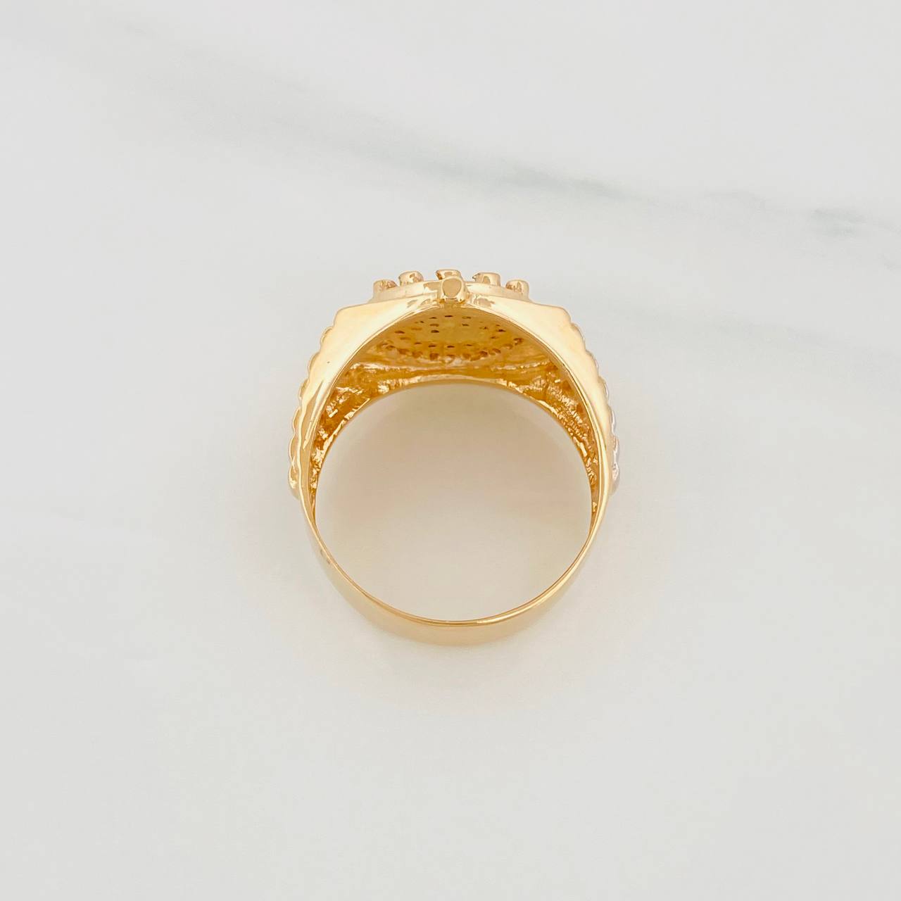 Anillo Corona Correa 7.25g / T8 3/4 Dos Oros Amarillo Blanco 18K