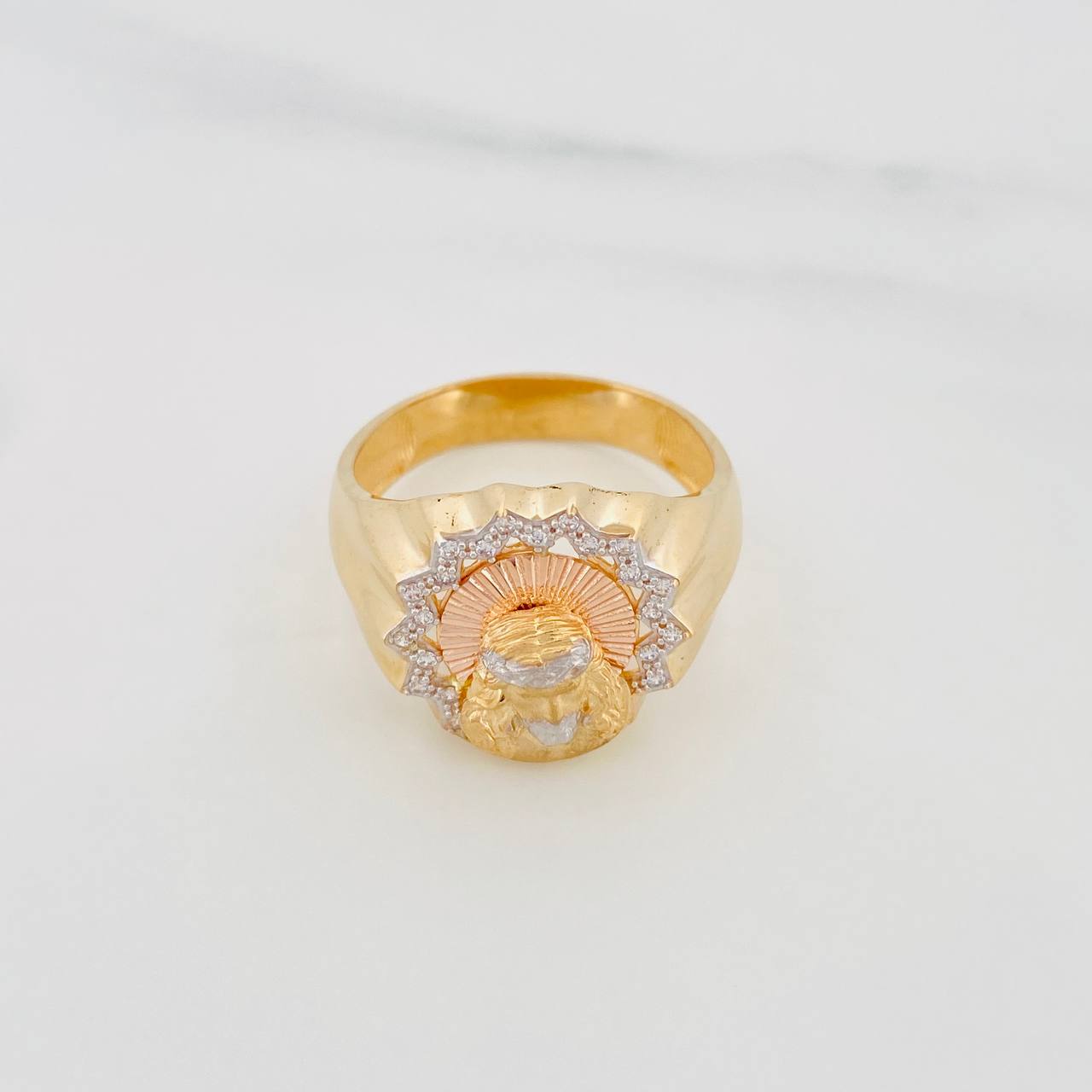 Anillo Cristo 6.75g / T10 Tres Oros 18K