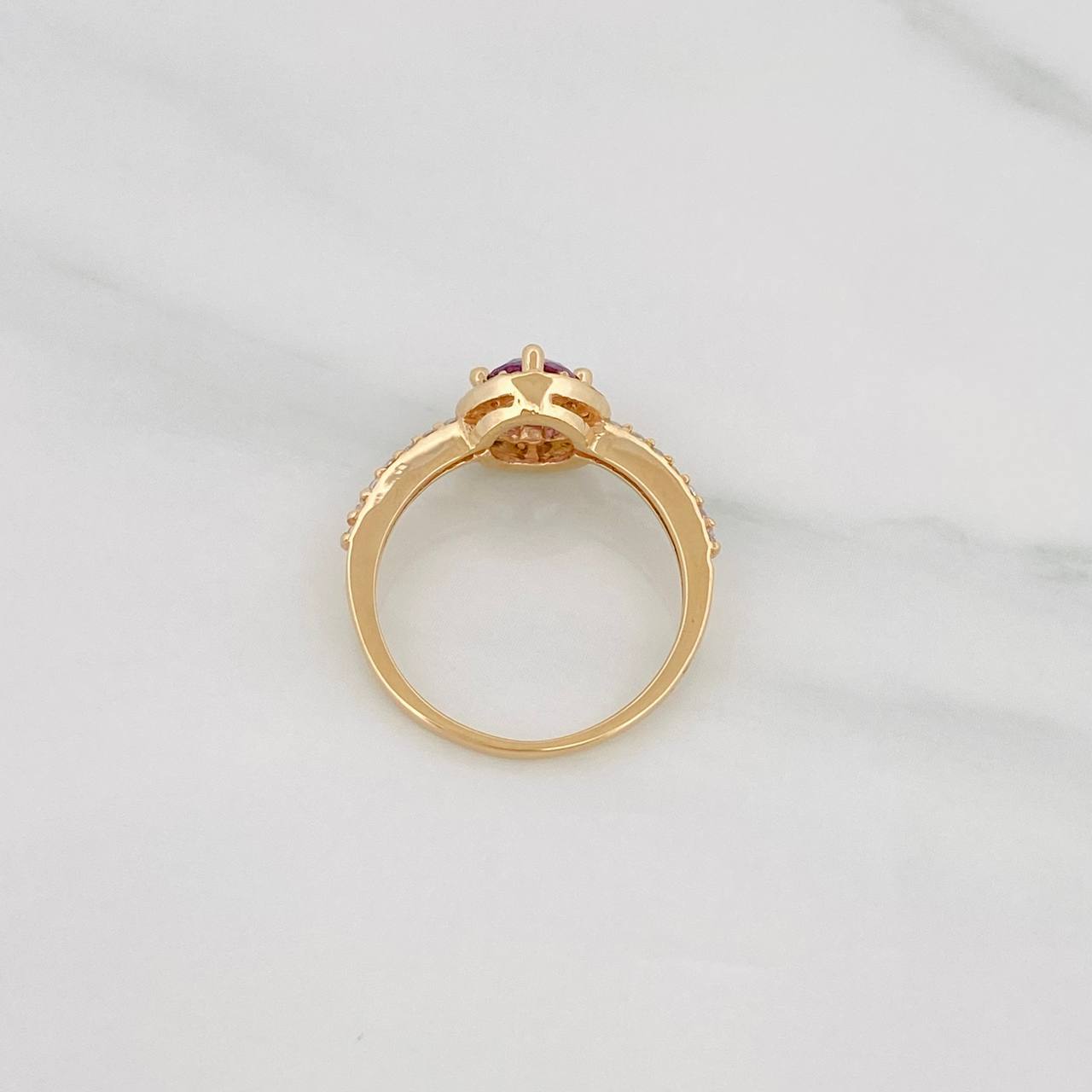 Anillo Halo Circulo Churumbela 2.5g / T5 1/2 Oro Amarillo 18K
