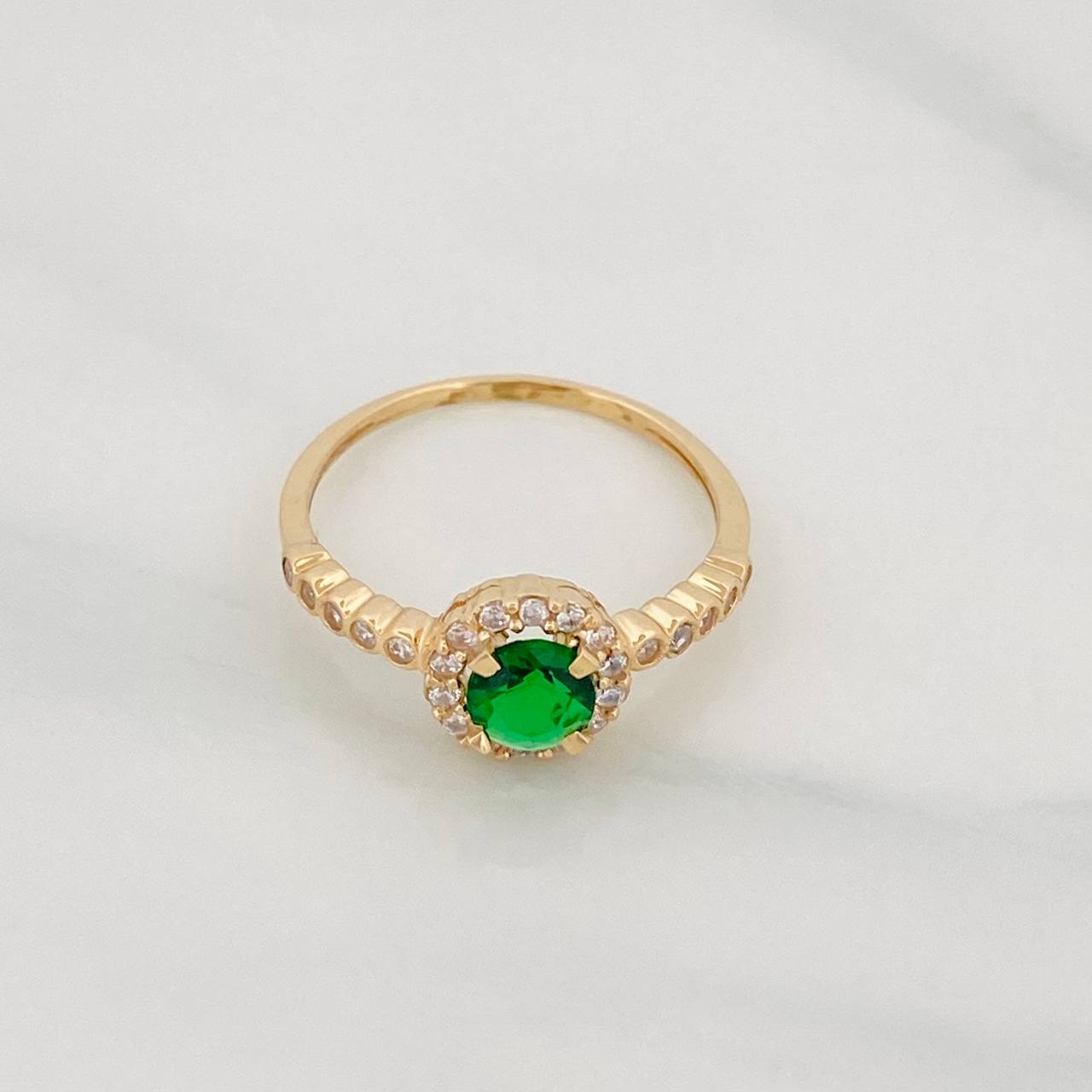 Anillo Solitario Halo 2g / T6 1/2 Oro Amarillo 18K