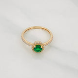 Anillo Solitario Halo 2.3g / T7 Oro Amarillo 18K