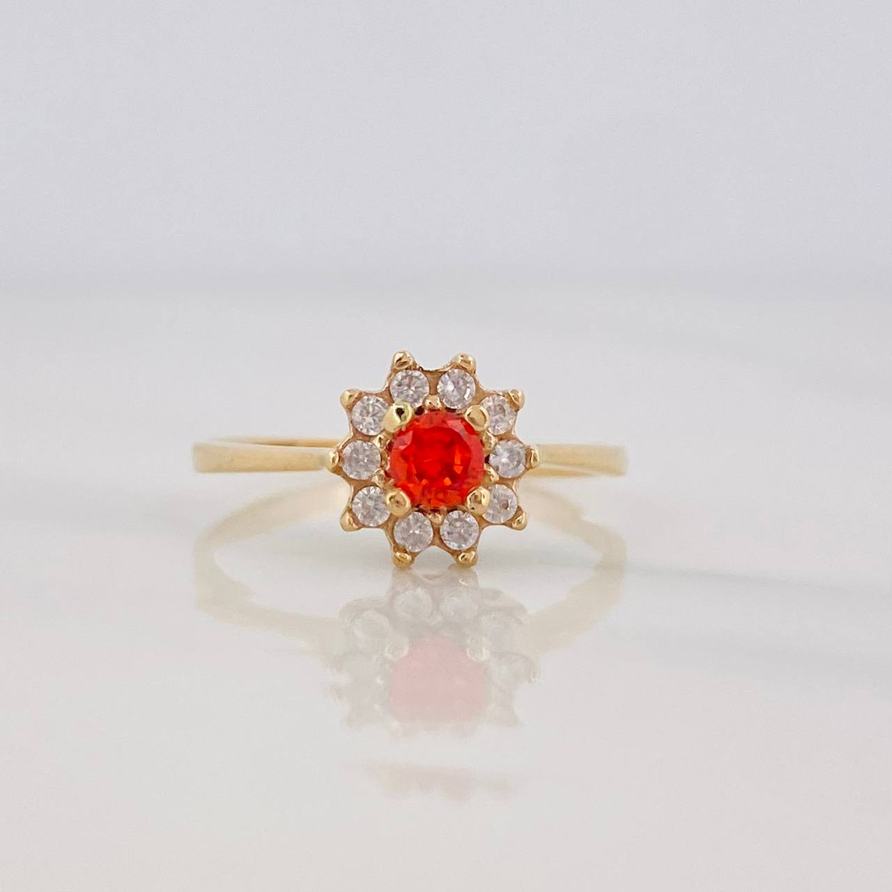 Anillo Halo Flor 2g / T6 1/4 Oro Amarillo 18K