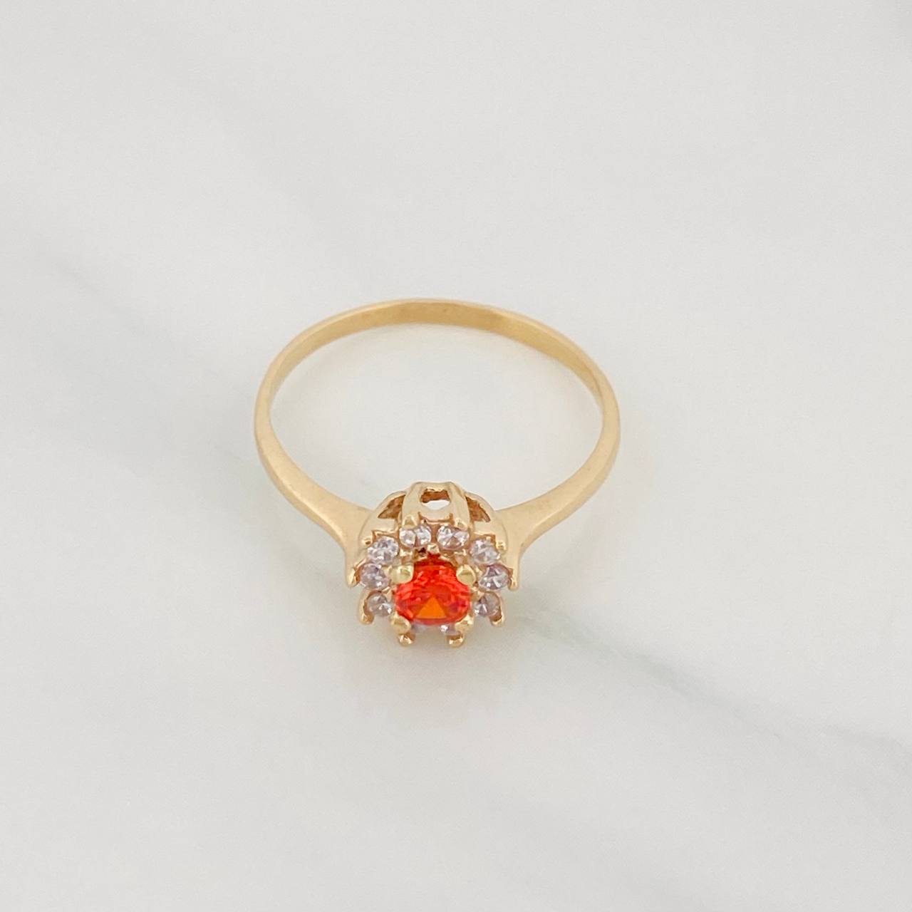 Anillo Halo Flor 2g / T6 1/4 Oro Amarillo 18K