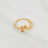 Anillo Flor Churumbela 2.15g / T6 1/2 Oro Amarillo 18K
