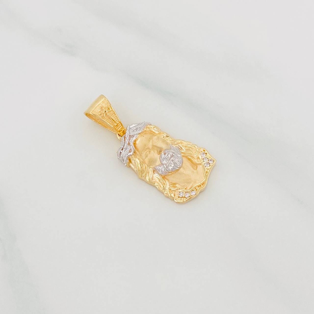 Dije Rostro Cristo 3.55g / 3cm Dos Oros Amarillo Blanco 18K