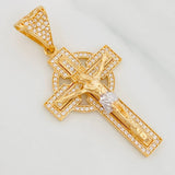 Dije Cruz Cristo 6.75g / 4.5cm Dos Oros Amarillo Blanco 18K
