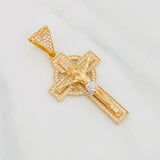 Dije Cruz Cristo 6.75g / 4.5cm Dos Oros Amarillo Blanco 18K