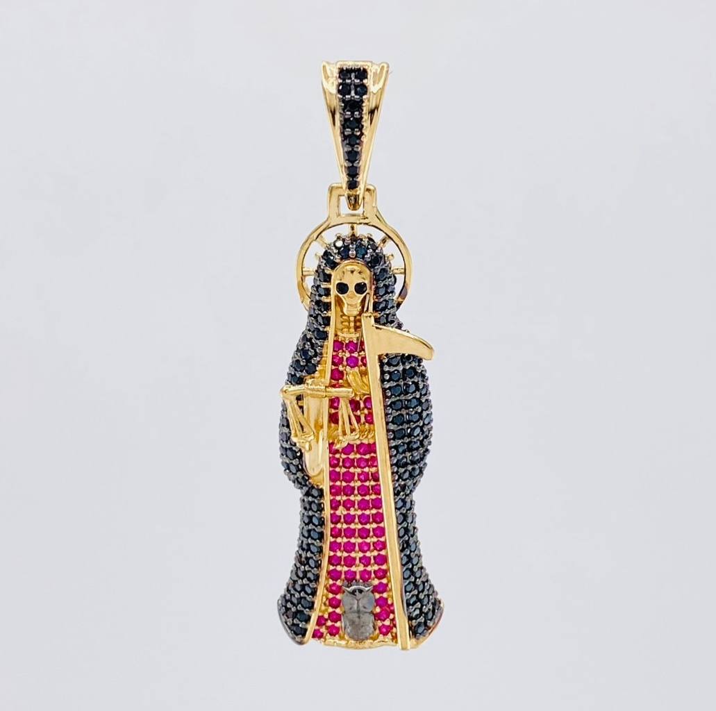 Dije Santa Muerte 7.25g / 4.7cm Dos Oros Negro Amarillo 18K