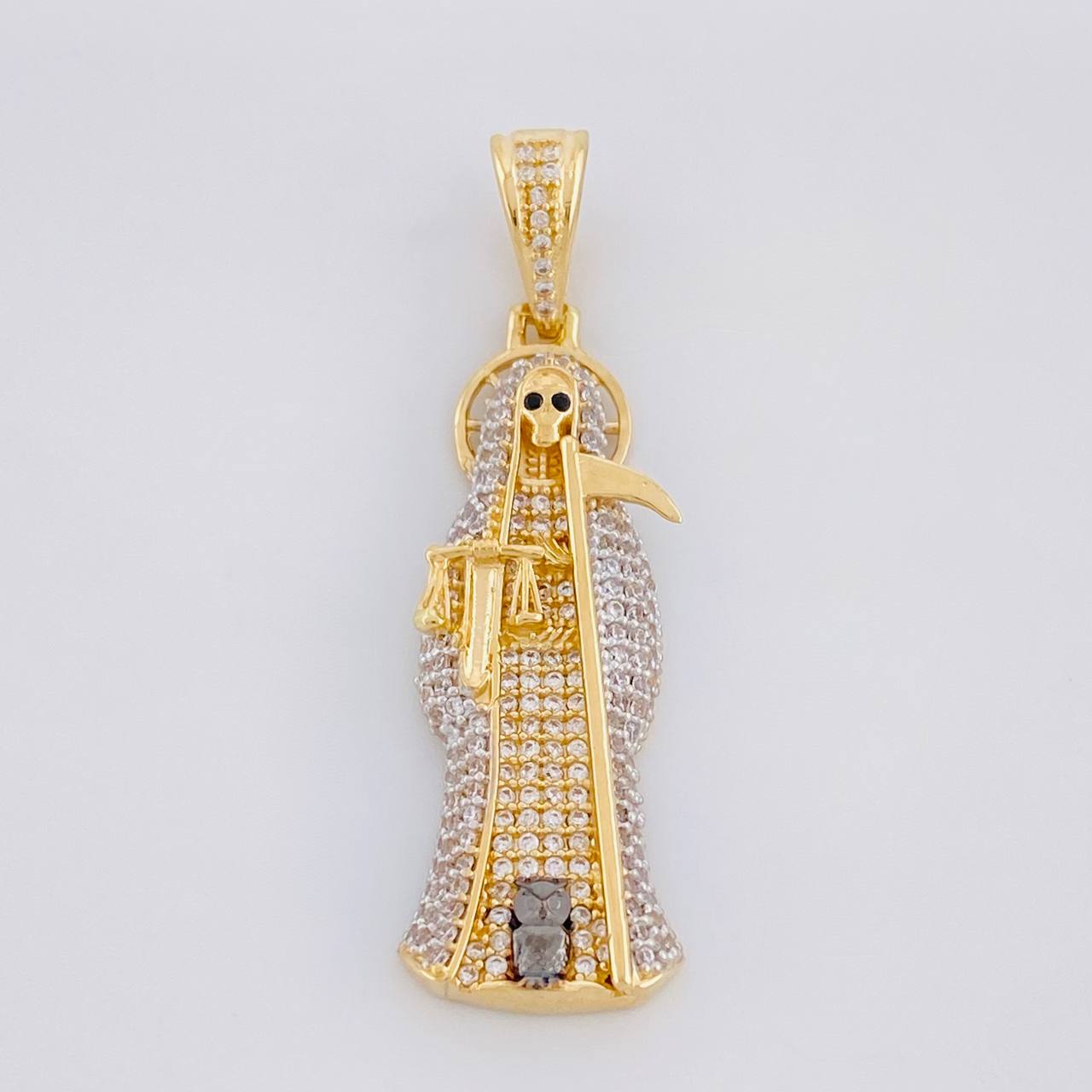 Dije Santa Muerte 7.6g / 4.6cm Dos Oros Amarillo Blanco 18K