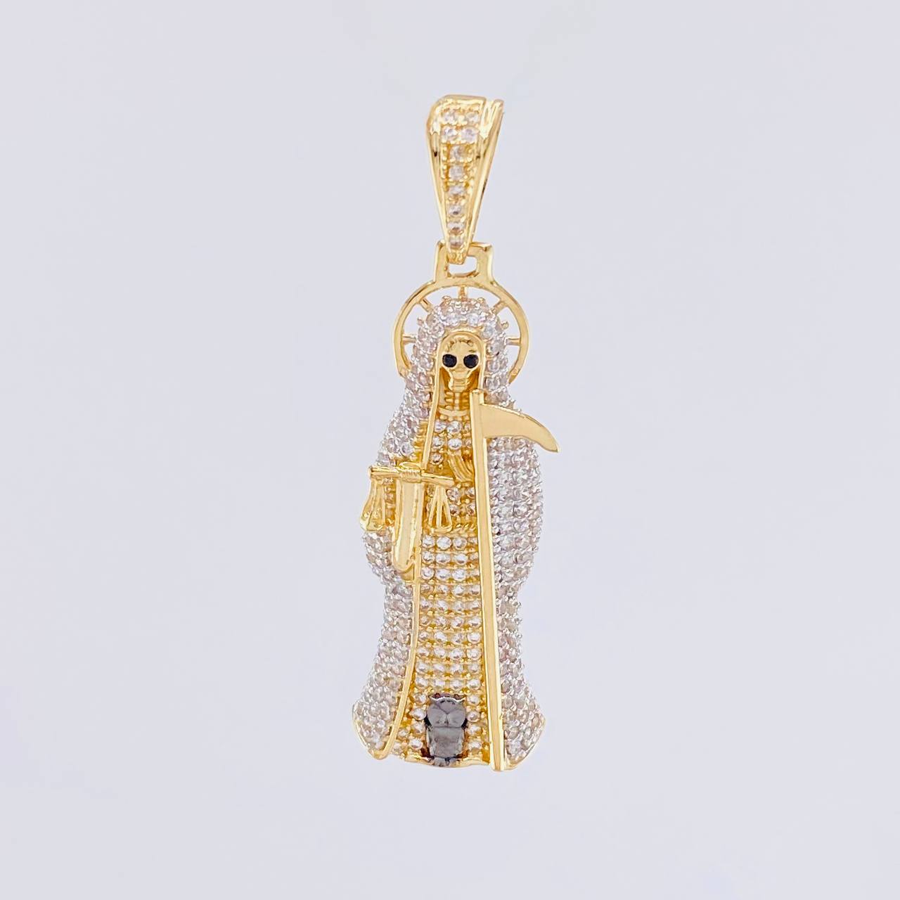 Dije Santa Muerte 7.6g / 4.6cm Dos Oros Amarillo Blanco 18K