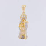 Dije Santa Muerte 7.6g / 4.6cm Dos Oros Amarillo Blanco 18K