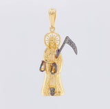 Dije Santa Muerte 5.8g / 4.5cm Dos Oros Negro Amarillo 18K