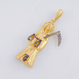Dije Santa Muerte 5.8g / 4.5cm Dos Oros Negro Amarillo 18K