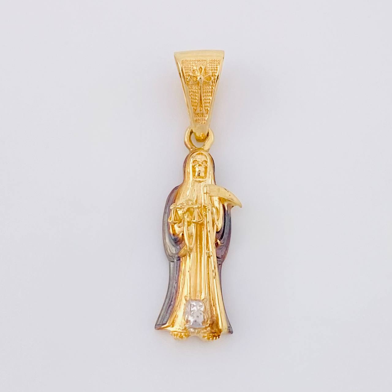 Dije Santa Muerte 2.75g / 3cm Dos Oros Negro Amarillo 18K