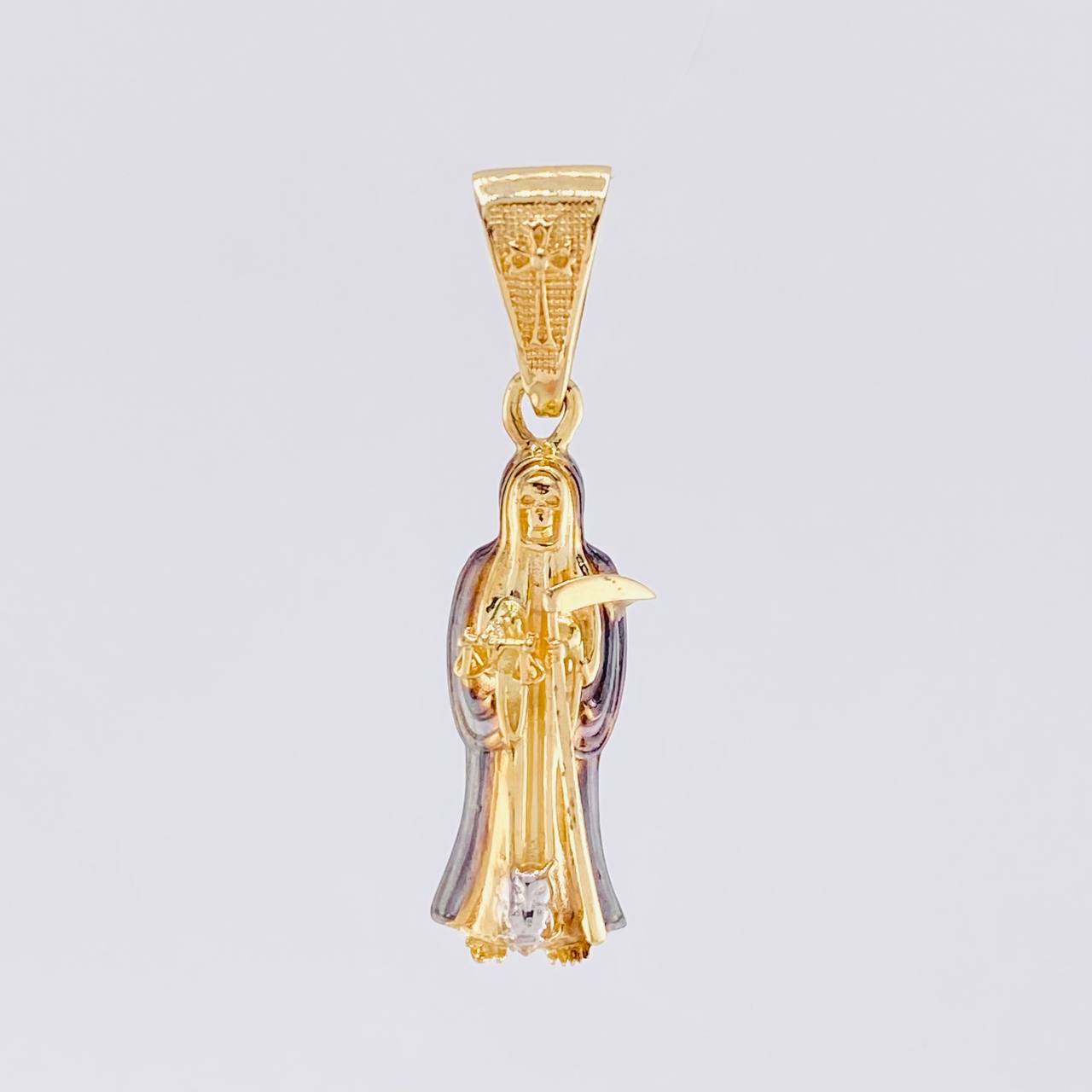 Dije Santa Muerte 2.75g / 3cm Dos Oros Negro Amarillo 18K