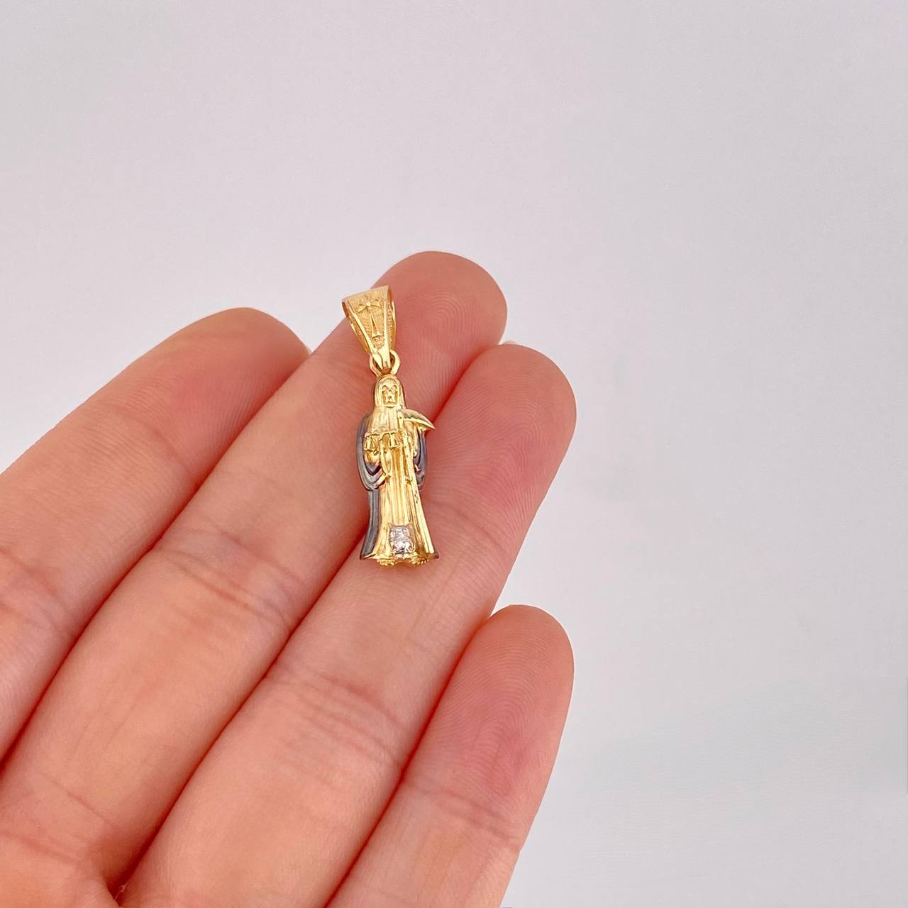 Dije Santa Muerte 2.45g / 3.1cm Dos Oros Negro Amarillo 18K