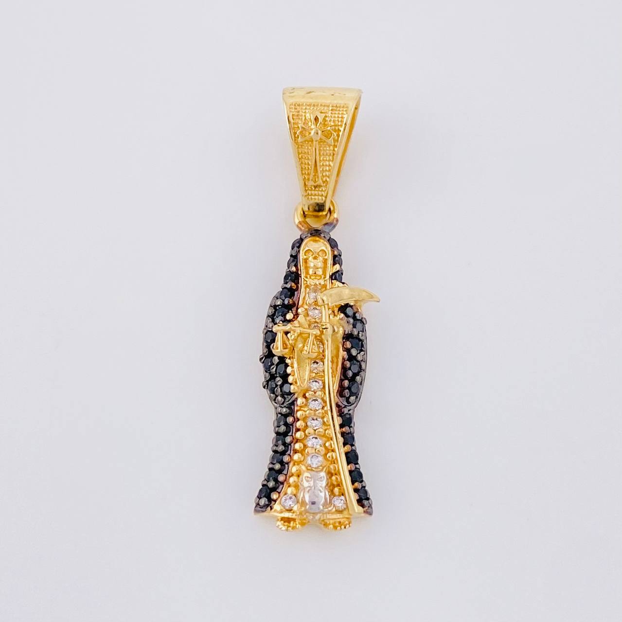 Dije Santa Muerte 2.65g / 3cm Dos Oros Negro Amarillo 18K