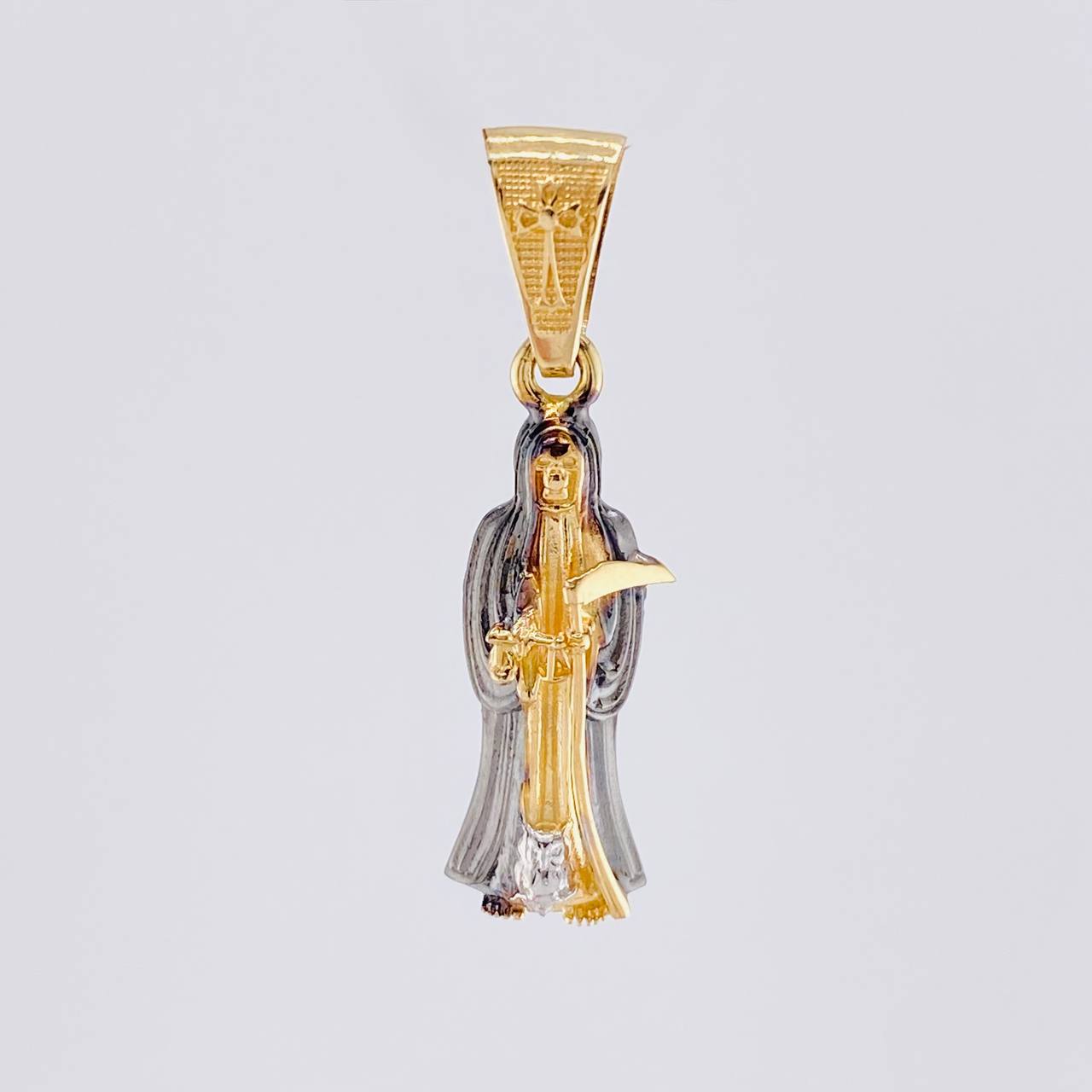 Dije Santa Muerte 2.55g / 3cm Dos Oros Negro Amarillo 18K