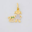 Dije Niña y Gato 1.1g / 1.9cm Dos Oros Amarillo Blanco 18K