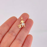 Dije Niña y Gato 1.1g / 1.9cm Dos Oros Amarillo Blanco 18K