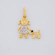 Dije Niña y Perro 1.1g / 1.9cm Dos Oros Amarillo Blanco 18K