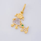 Dije Niña y Perro 1.1g / 1.9cm Dos Oros Amarillo Blanco 18K