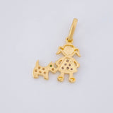 Dije Niña y Gato 1.1g / 1.9cm Dos Oros Amarillo Blanco 18K