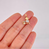 Dije Niña y Gato 1.1g / 1.9cm Dos Oros Amarillo Blanco 18K