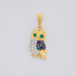 Dije Buho 1.15g / 2.3cm Dos Oros Amarillo Blanco 18K