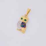 Dije Buho 1.15g / 2.3cm Dos Oros Amarillo Blanco 18K