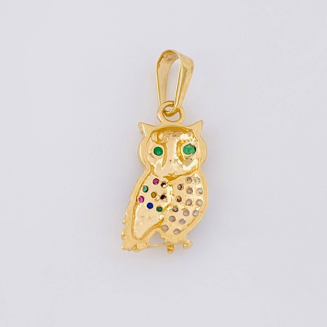Dije Buho 1.15g / 2.3cm Dos Oros Amarillo Blanco 18K