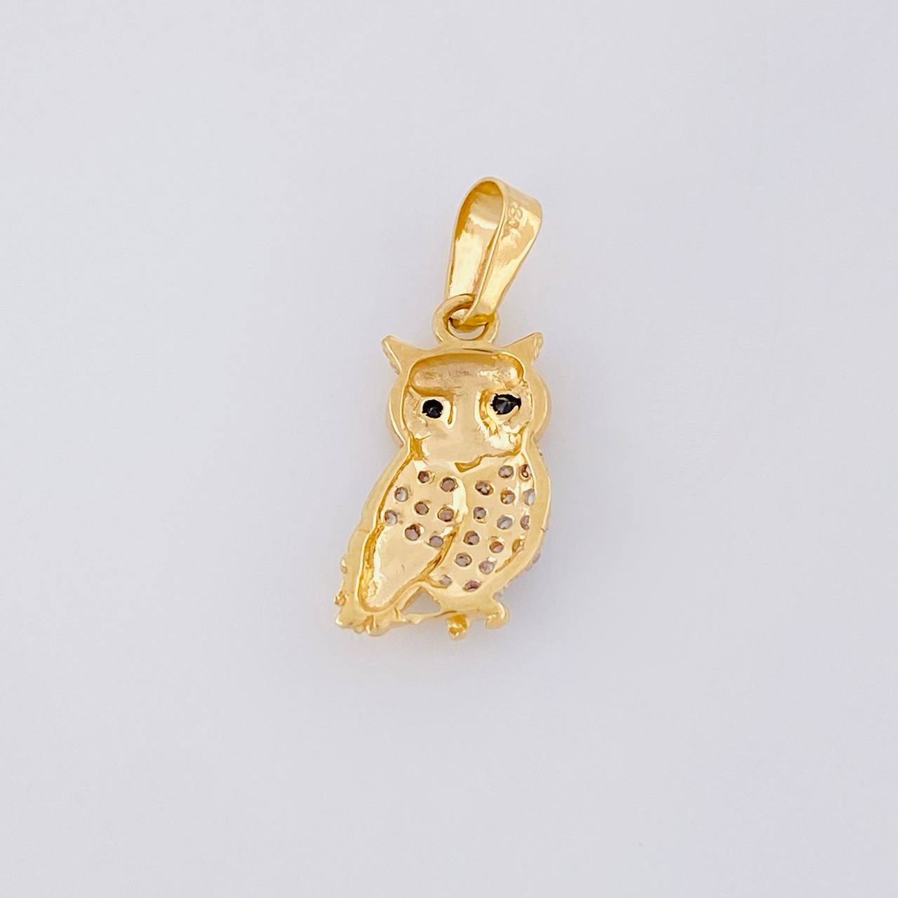 Dije Buho 1.25g / 2.3cm Dos Oros Amarillo Blanco 18K