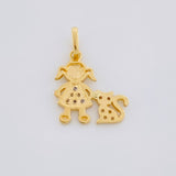 Dije Niña y Gato 1.1g / 1.9cm Dos Oros Amarillo Blanco 18K