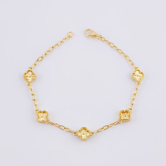 Pulso Aro Seguido Trébol 5.3g / 18.5cm / 2.5mm Oro Amarillo 18K